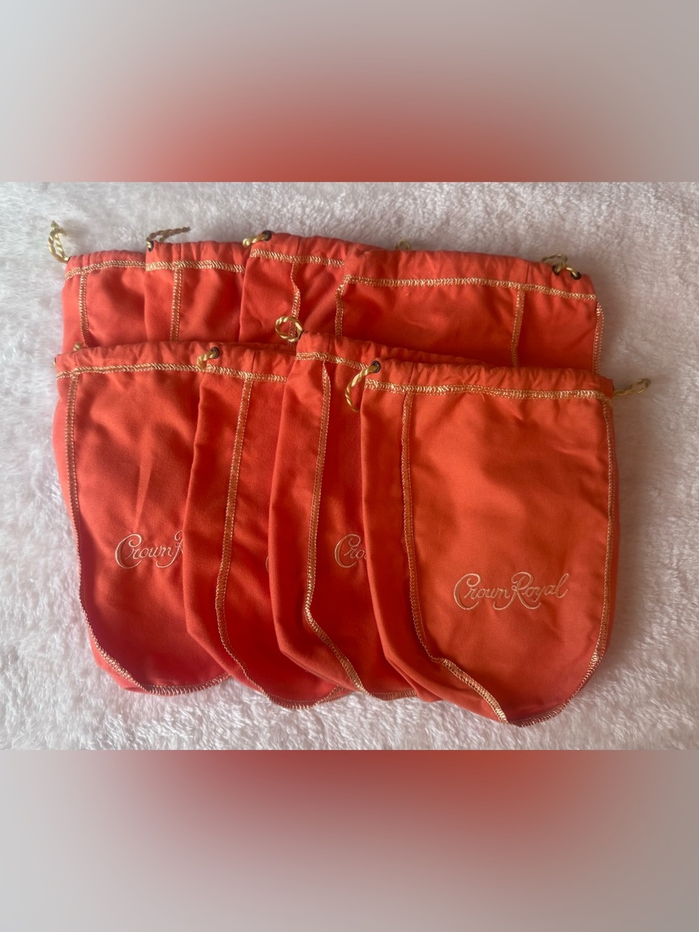 Crown Royal Peach Drawstring Bag Set of 8